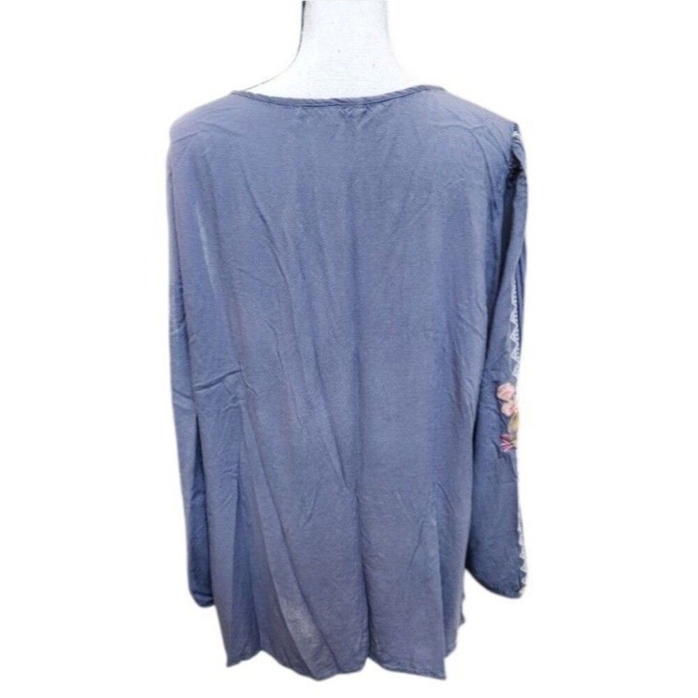 Andree by Unit Embroidered Boho Blouse Tassel Tie Size XL - Picture 5 of 8